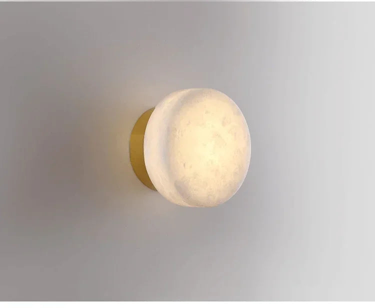 Modern Nordic Wall Sconce Spanish Natural Marble Round Wall Lamp Living Room Hallway Stair Wall Light Bedroom Bedside Lamp