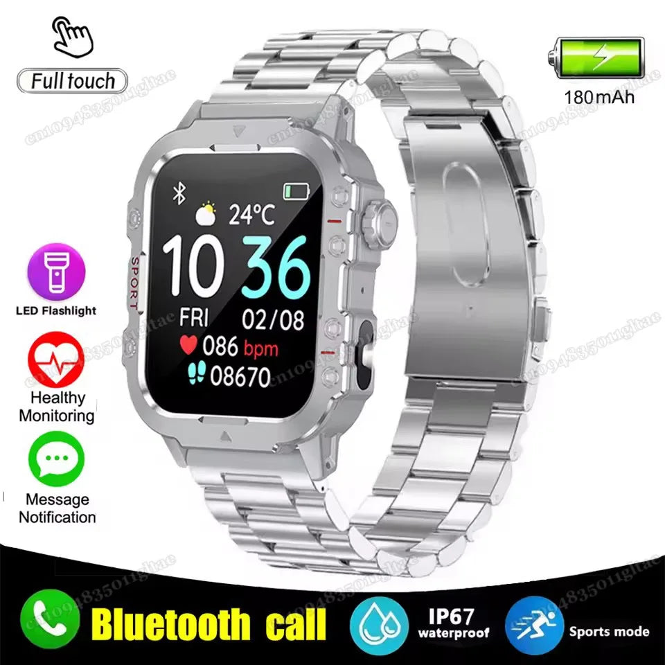 2026 New Military Smart Watch Men IP68 5ATM Outdoor Sports Fitness Tracker Health Monitoring 1.81Inch Bluetooth Calls Smartwatch