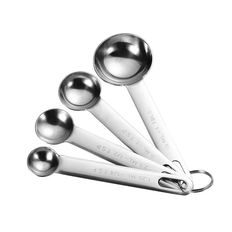 Stainless Steel Measuring Spoon 4/6/7/8 Pcs Set with Scale Measuring Ruler Spoons Coffee Baking Measuring Kitchen Tool Set