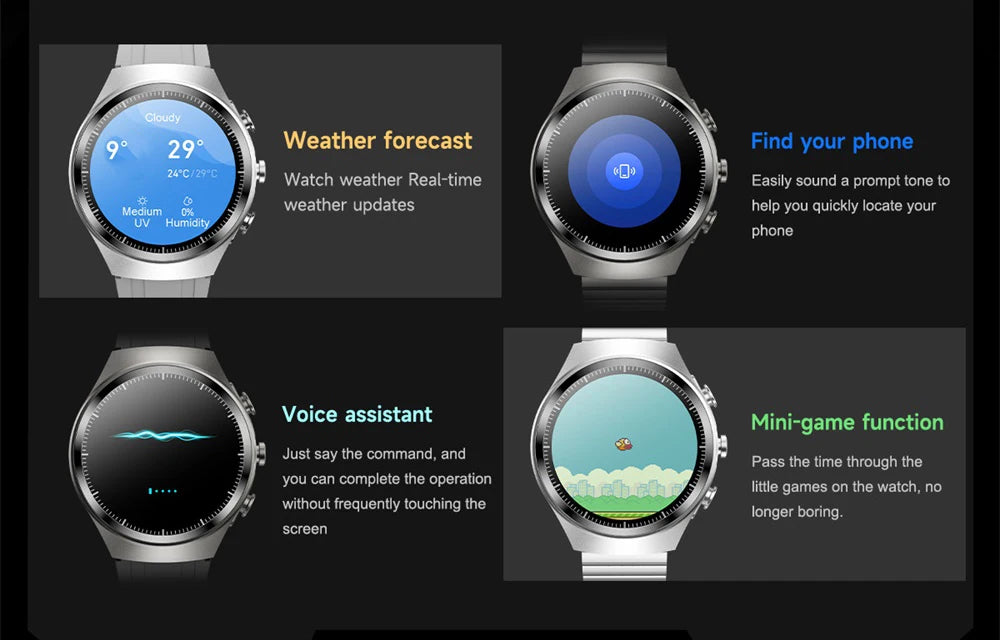 Music Smartwatch With Built-in Headphones Heart Rate Health Monitor 1.43-inch AMOLED HD Screen Men's Watch Women Sports Modes