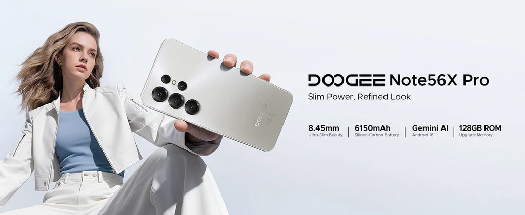 Global Version DOOGEE Note56X Pro Smartphone Gemini AI  6150mAh Battery 6.56'' Display Android 16 Mobile Phone Widevine L1 NFC