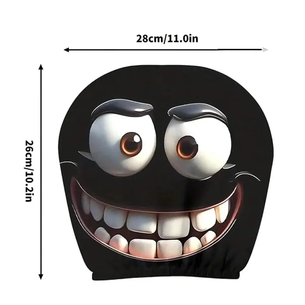 2pcs Smiley Face Printed Car Pillowcase Soft Comfortable Decorative Cushion Cover Auto Seat Headrest Washable Polyester Fabric
