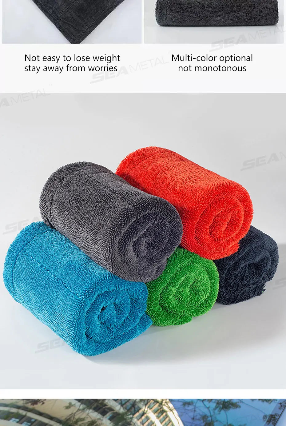 SEAMETAL 1200GSM Car Cleaning Towel Heavy Duty Thicken High-Absorbent Drying Cloth Ultra-Soft Scratch Free Car Detailing Towel