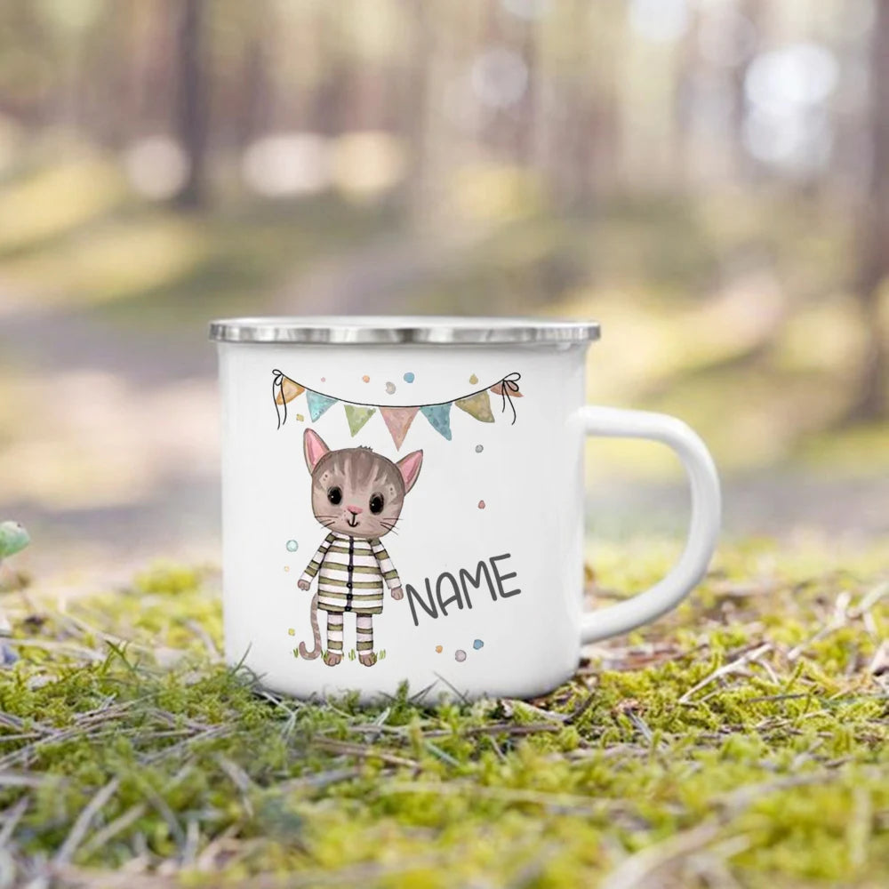 Personalized Mug for Kids Hot Chocolate Custom Animal with Name Mug for Boys Girls Handle Cup Birthday Party Favors Child's Gift