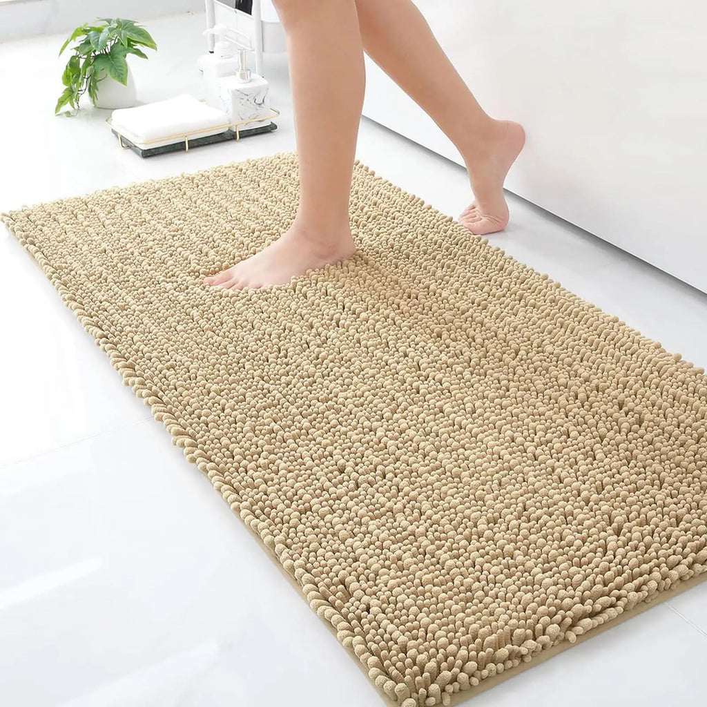 Homaxy New Chenille One Thick And Three Fine Floor Mat Indoor Non Slip Doormat Dirt Trap Absorbs Water Comfortable Bathroom Mats