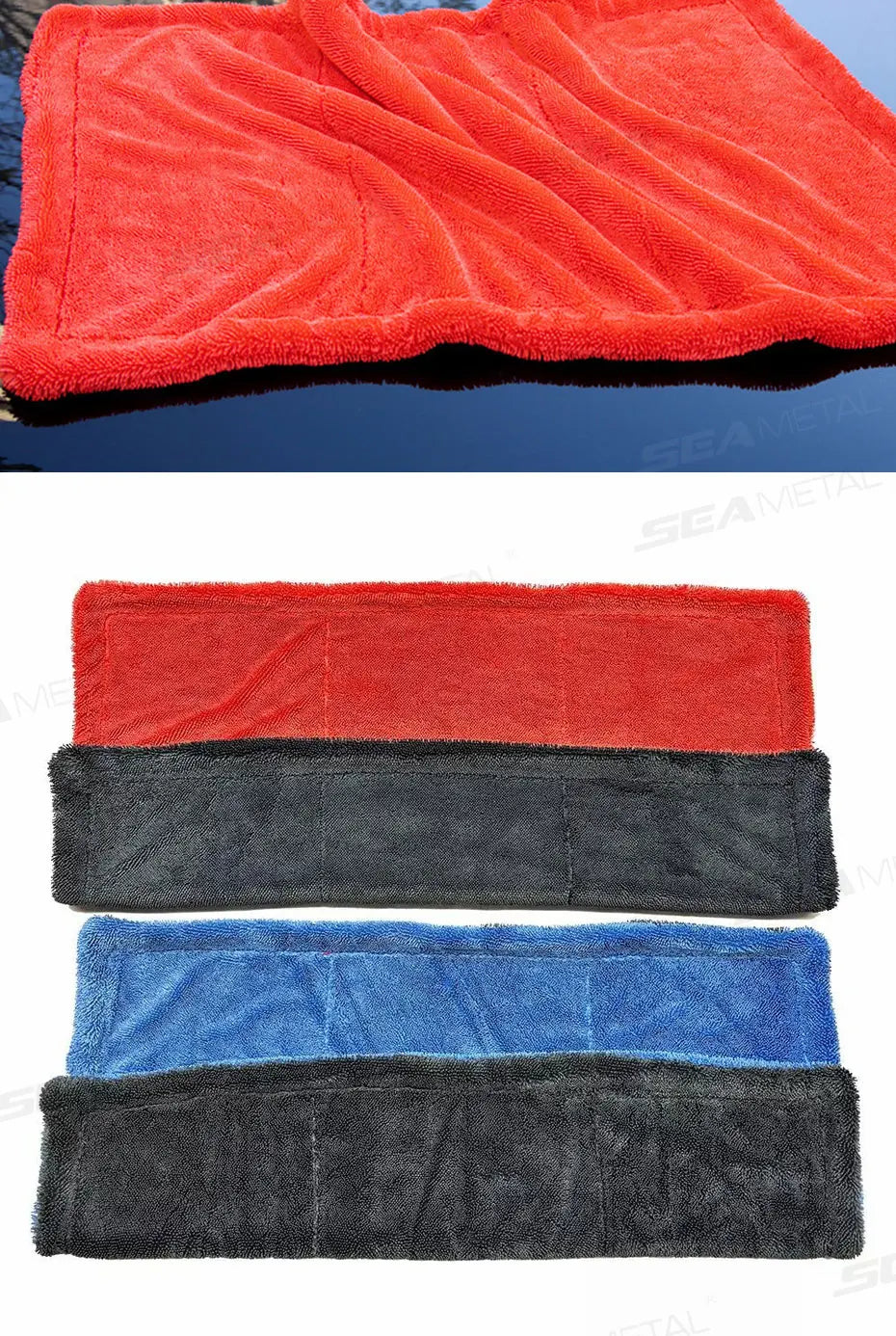 SEAMETAL 1200GSM Car Cleaning Towel Heavy Duty Thicken High-Absorbent Drying Cloth Ultra-Soft Scratch Free Car Detailing Towel