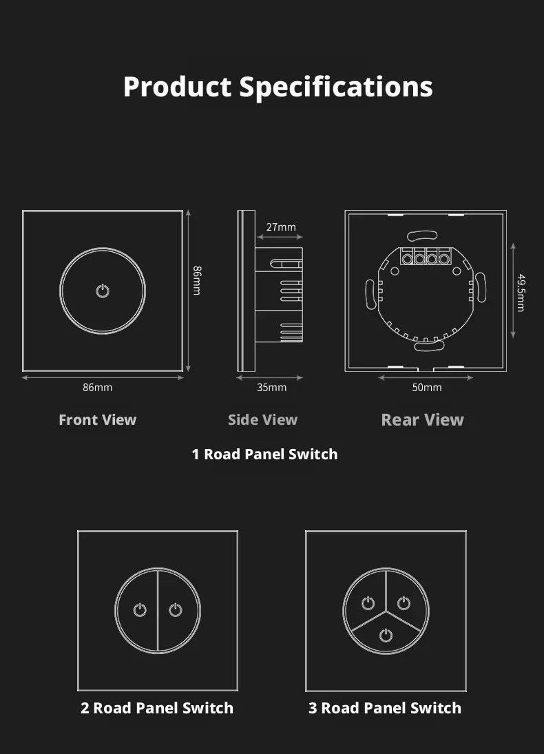 Tuya Smart Life WiFi Smart Touch Switch Tempered Glass Panel WiFi Bluetooth Dual Mode+RF433 Alexa/Google Home Voice Control