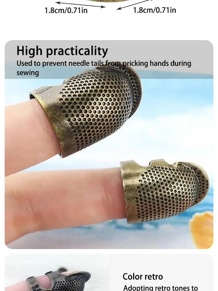 Adjustable Vintage Sewing Thimble, Handmade Non-slip Embroidery against Ring, Vintage Needle Presser Needle Hoop Finger Holder