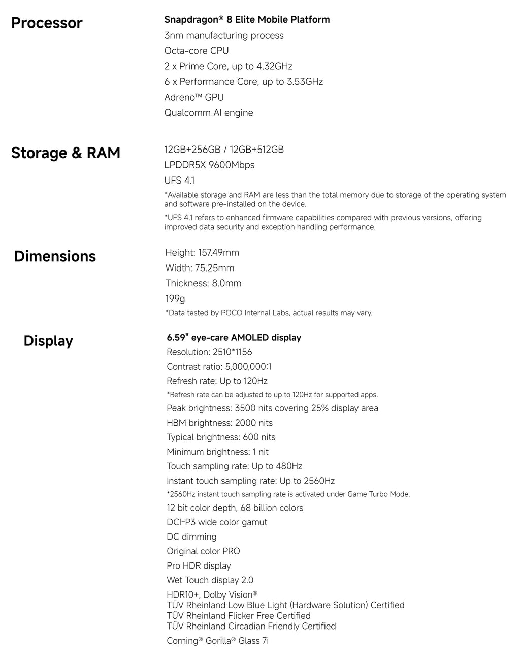 POCO F8 Pro 5G 12+512GB Dual eSIM 6.59" 120Hz Eye-care AMOLED Display 3nm Flagship Snapdragon® 8 Elite 50MP 6210mAh 100W NFC