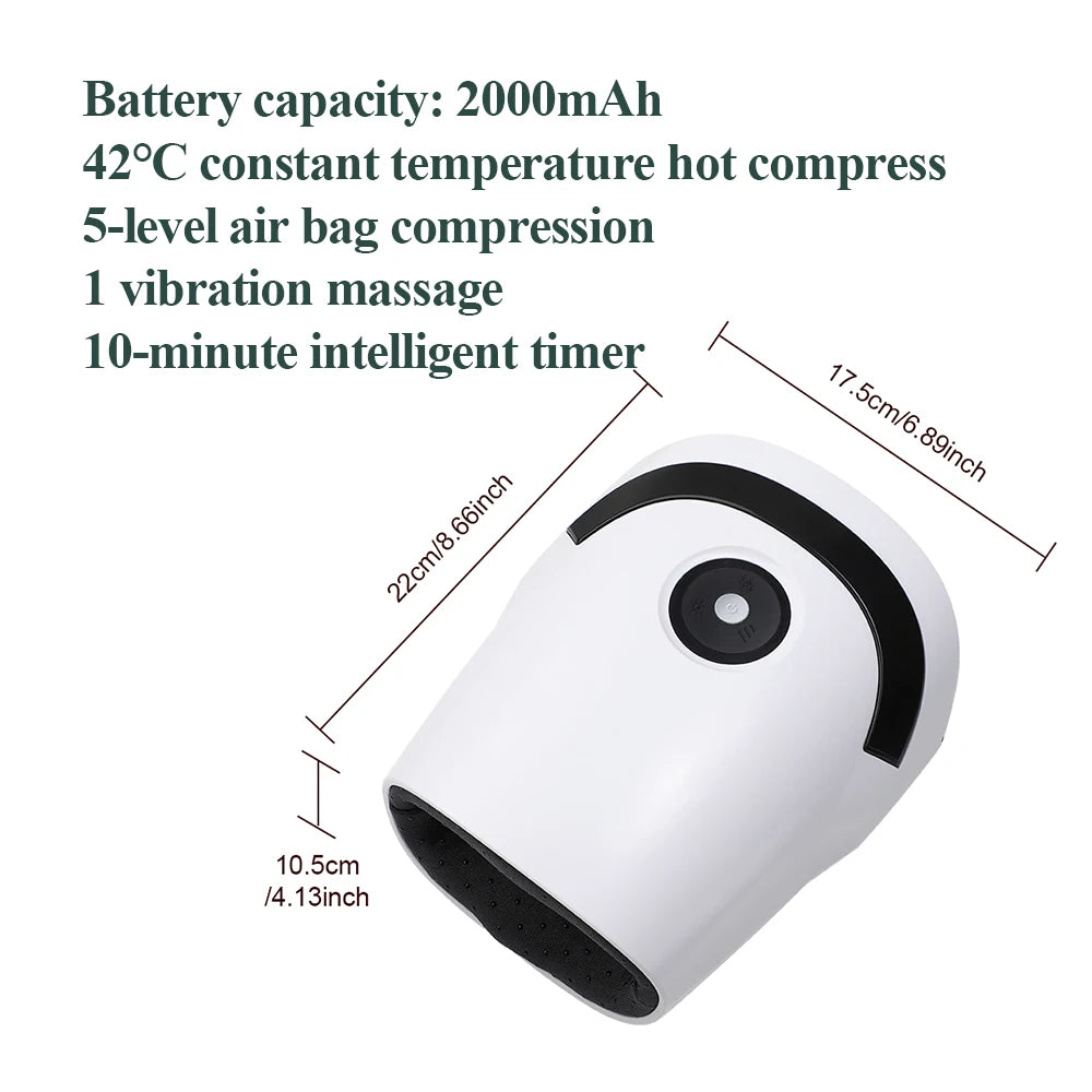 Cordless Hand Massager Machine for Wrist Arthritis Vibartion Heat and Pressure Acupoint Physiotherapy Palms Finger Compression