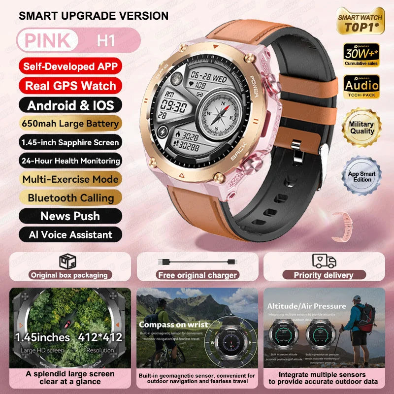 2025 New For Xiaomi GPS Sports Smart Watch Men Waterproof Fitness Trackr Bluetooth call 650Mah Battery Smartwatch Woman Bracelet
