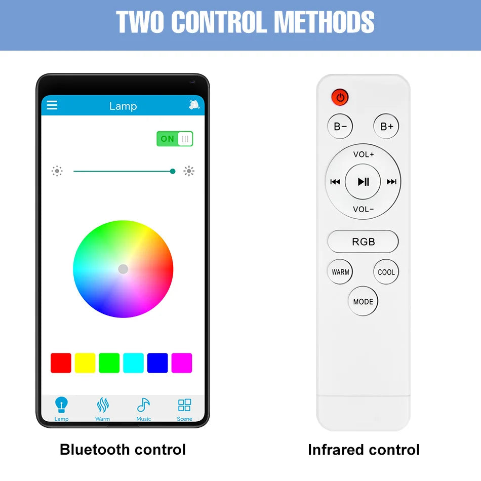100W RGB LED Smart Ceiling Light AC100-240V Bluetooth Connection APP Remote Control Dimmable Chandelier With Speakers Music Lamp