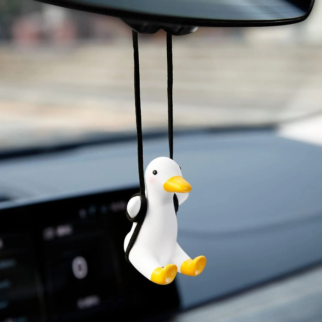1PC Cute Car Pendant Swinging Sunglasses Duck Hanging Swing Rearview Mirror Decoration