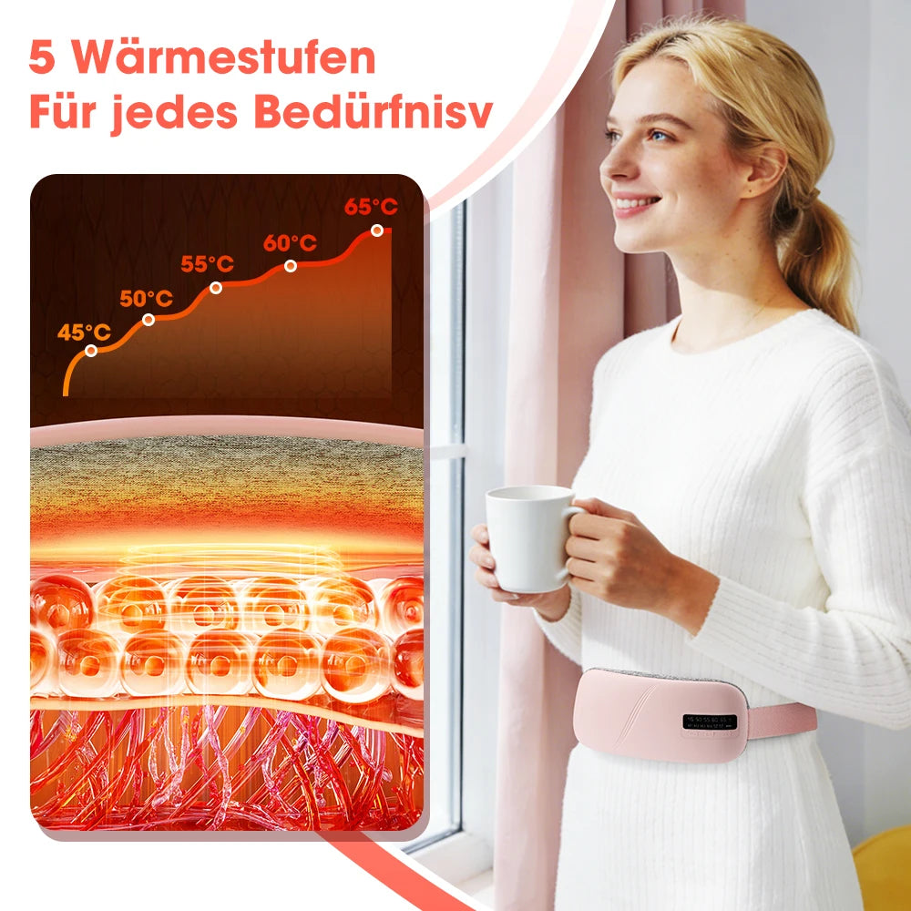 Women's Intelligent Menstrual Heating Belt 5-Speed Heat 4-Speed Vibration Massage Womb Warmer Nuangongbao Period Relief Waist Mat