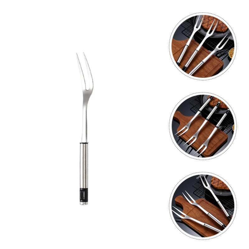 1pc U Shape Stainless Steel Meat Fork BBQ Fork Outdoor Roasting Fork Large Serving Fork Grill Skewers Roasting Sticks Barbecue