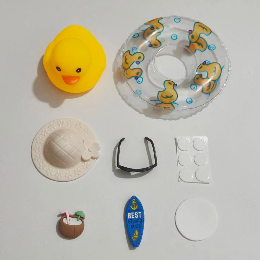 New! Car Dashboard Ornaments Summer Little Yellow Duck Coconut Skateboard Hat Rubber Squeeze Duck Cute Car Decoration