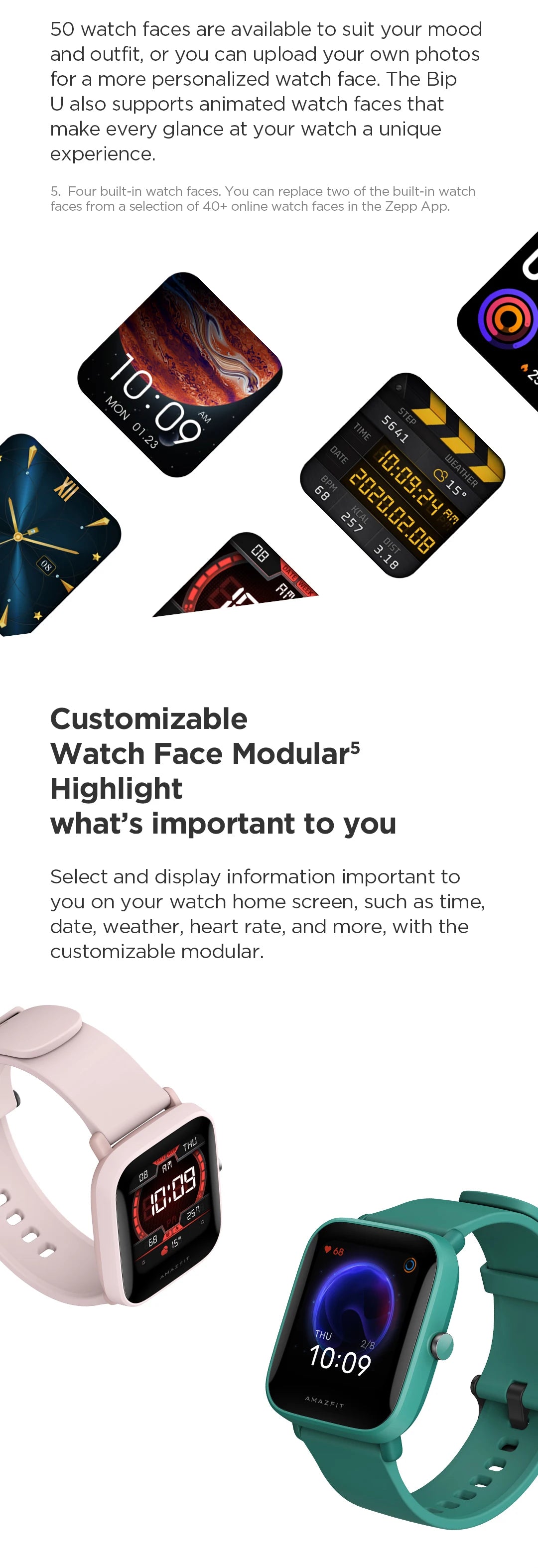 Amazfit Bip U Pro Smart Watch SpO2 5ATM Waterproof Bluetooth5.0 GPS Sleep Monitoring Global Version 95NEW Exhibition SmartWatch