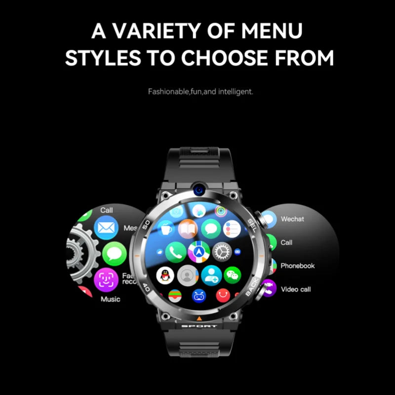 Sport Smartwatch 256GB GPS Wifi Download APP Dual Camera Video Calls Supports Google Play Smart Watch 4G SIM Card For Men Women