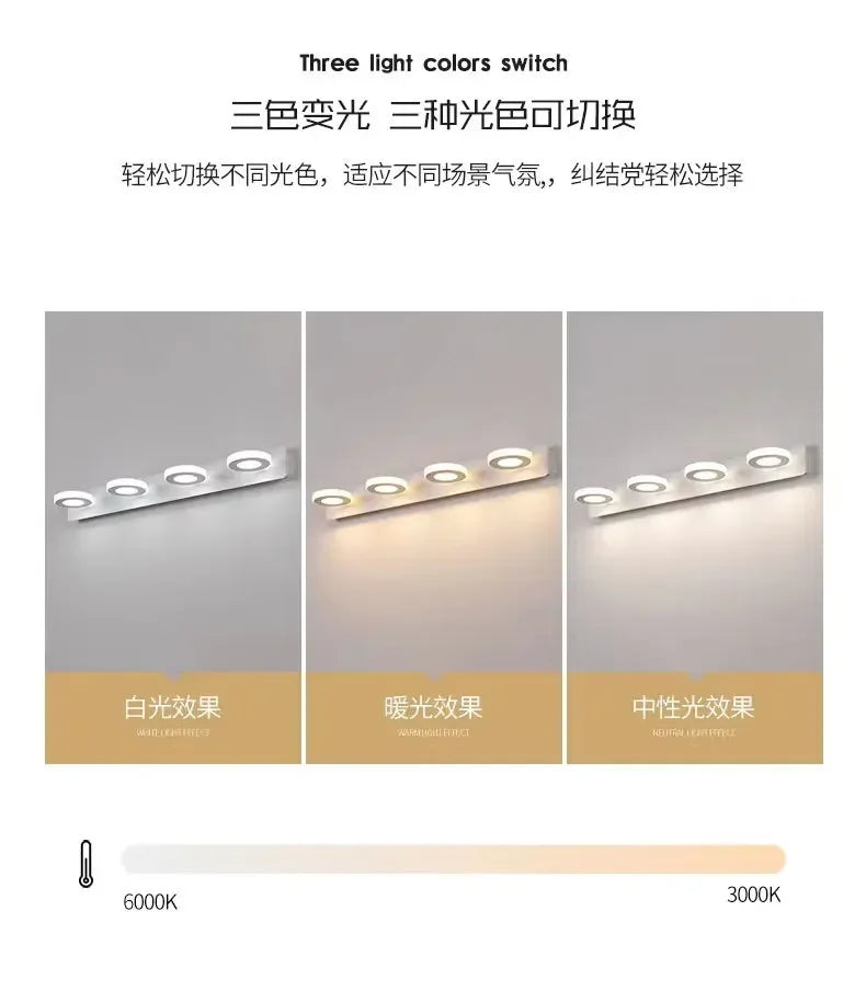 Minimalist Mirror Headlight Acrylic 360 ° Rotating Lamp Head Wall Lamp Modern Corridor Bathroom Makeup Bedside Bedroom Lighting