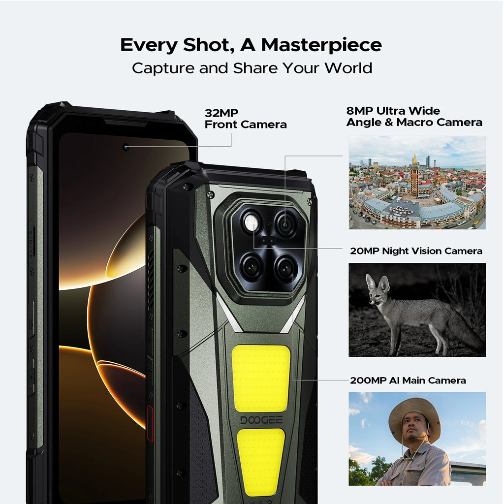 DOOGEE V Max LR 5G Rugged Phone  Laser Rngefinder Dual Camping lights 20500mAh Battery Light Effect 16GB 512GB Smartphone NFC