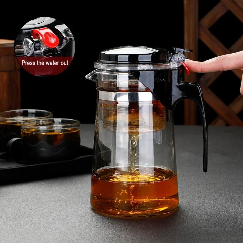 TeaPots Heat Resistant Glass Tea Pot Tea Infuser Chinese Kung Fu Tea Set Kettle Coffee Glass Maker Convenient Office Teapot