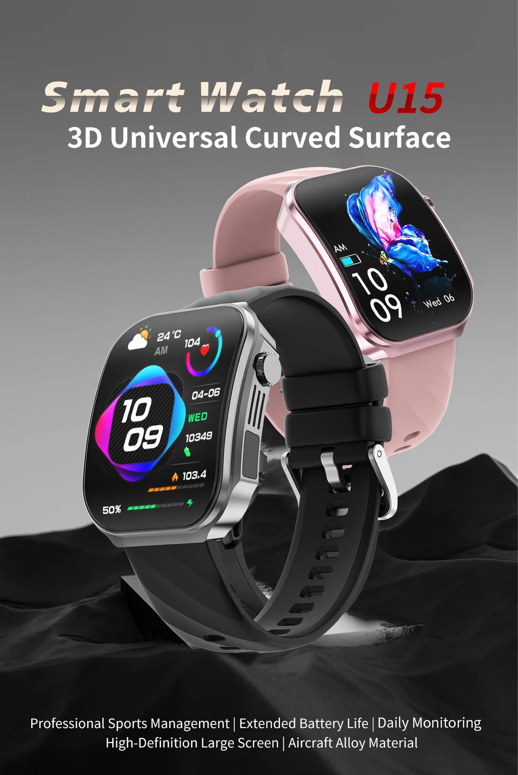 3D Curved Screen Smart Watch 2.2" Large HD Display Bluetooth Call Waterproof Flashlight Outdoor Sport Smartwatch Women 2026 New