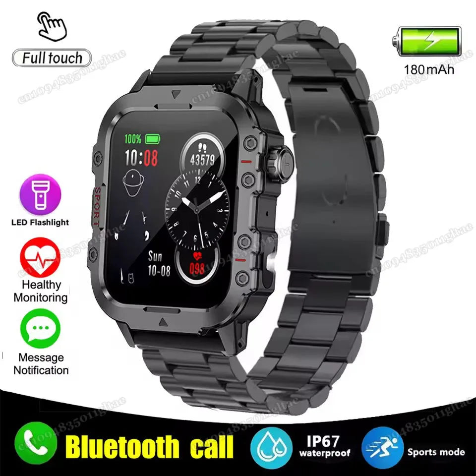2026 New Military-grade Smart Watch Men GPS Flashlight 3ATM Waterproof Watch Bluetooth Call 100+Sport Outdoor Smartwatch Pk HW12