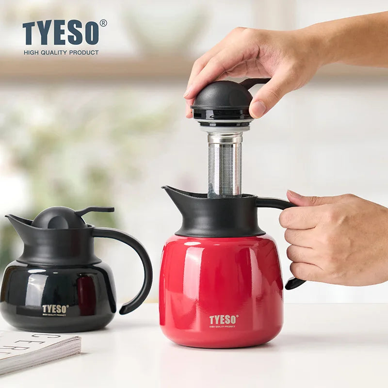 Tyeso Pumpkin-Shaped Thermos Steel Insulated Tea Infuser Hot Cold Water Bottle Removable Infuser 304 Stainless Large Capacity