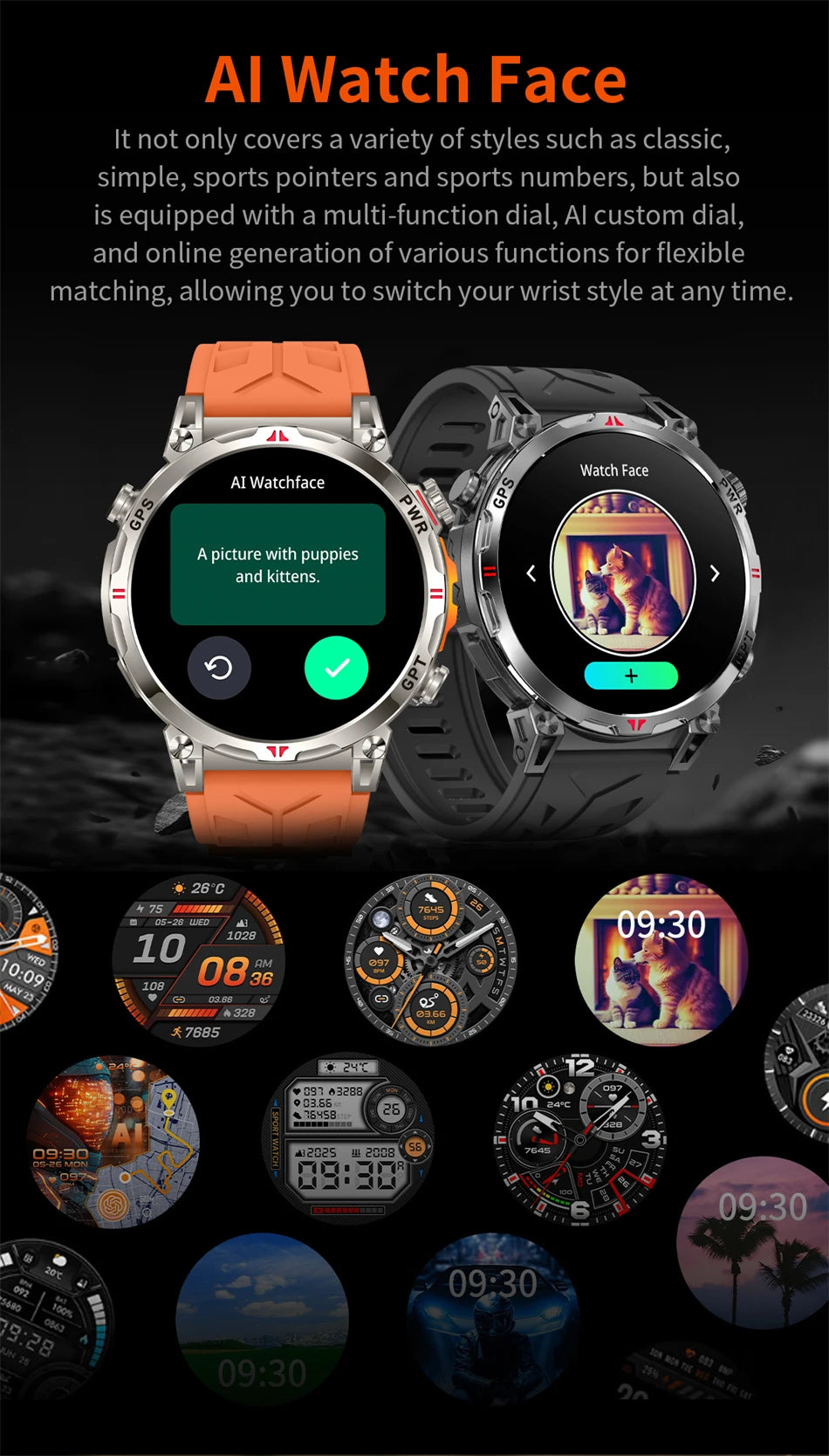 2025 New Professional GPS Sports Smart Watch Outdoor RIDE Run GPS track Swim Watchs Compass Altimeter 5ATM Sports Bracelets Men