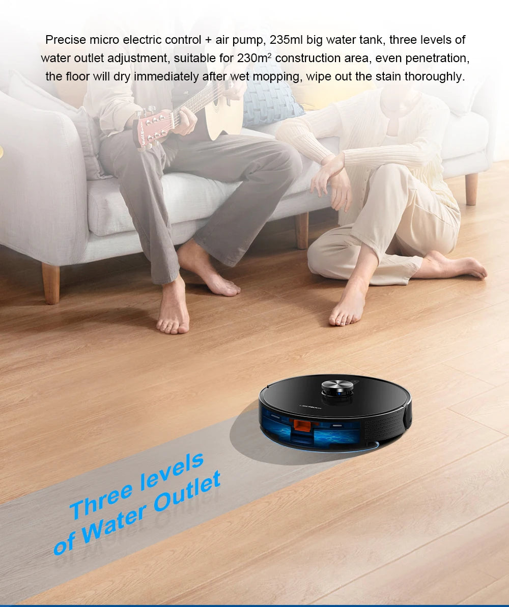 Robot Vacuum Cleaner Liectroux/Lilin X6, LDS Lidar Laser System,6500Pa,Multi-Floor Maps,Y Shape Wet Mop,Multilingual Voice
