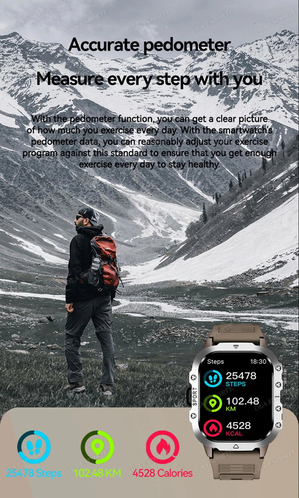 2026 Military SmartWatch Men IP68 5ATM Outdoor Sports Fitness Tracker Waterproof GPS Monitoring 1.96Inch BT Call For Android IOS