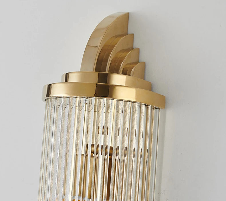 Art Decor Wall Light Clear Glass Gold Metal Creative Sconce Lamp For Living Room Hotel Indoor Bedroom E14 Bulb