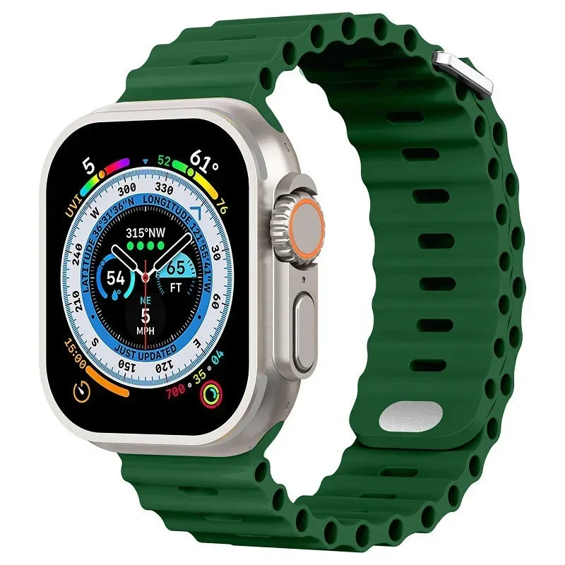 Ocean Strap for Apple Watch Ultra 3/2/1 11 10 46mm 9 8 7 49mm 45mm 41mm Silicone Band for 6 5 4 3 SE3 44mm 40mm 42mm Accessories