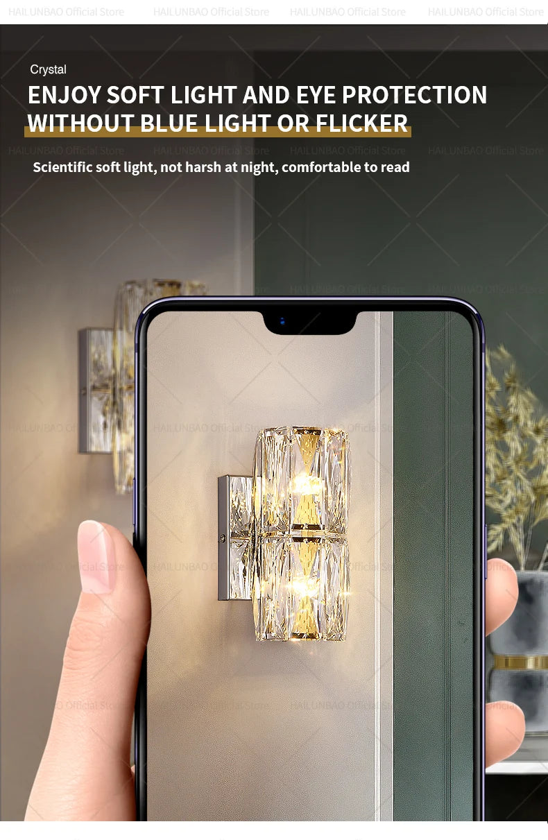 Light Luxury Crystal Wall Lamp Creative Villa Living Room TV Background Wall Lamp Network Red Modeling wall Bedroom Bedside Lamp