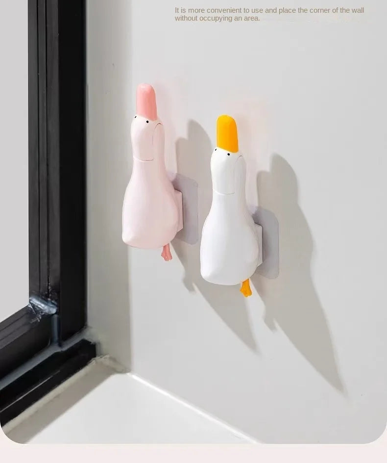 2-in-1 Cute Duck Shaped Double-head Design Cleaning Clip Dust Stain Removal Shovel - Bathroom Cleaner Tool With Drainage Hole