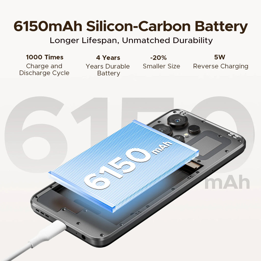 Global Version DOOGEE Note56 X Smartphone 6.56'' Display 24GB RAM(3GB+21GB) 64GB ROM 6150mAh Battery Android16 Mobile Phone