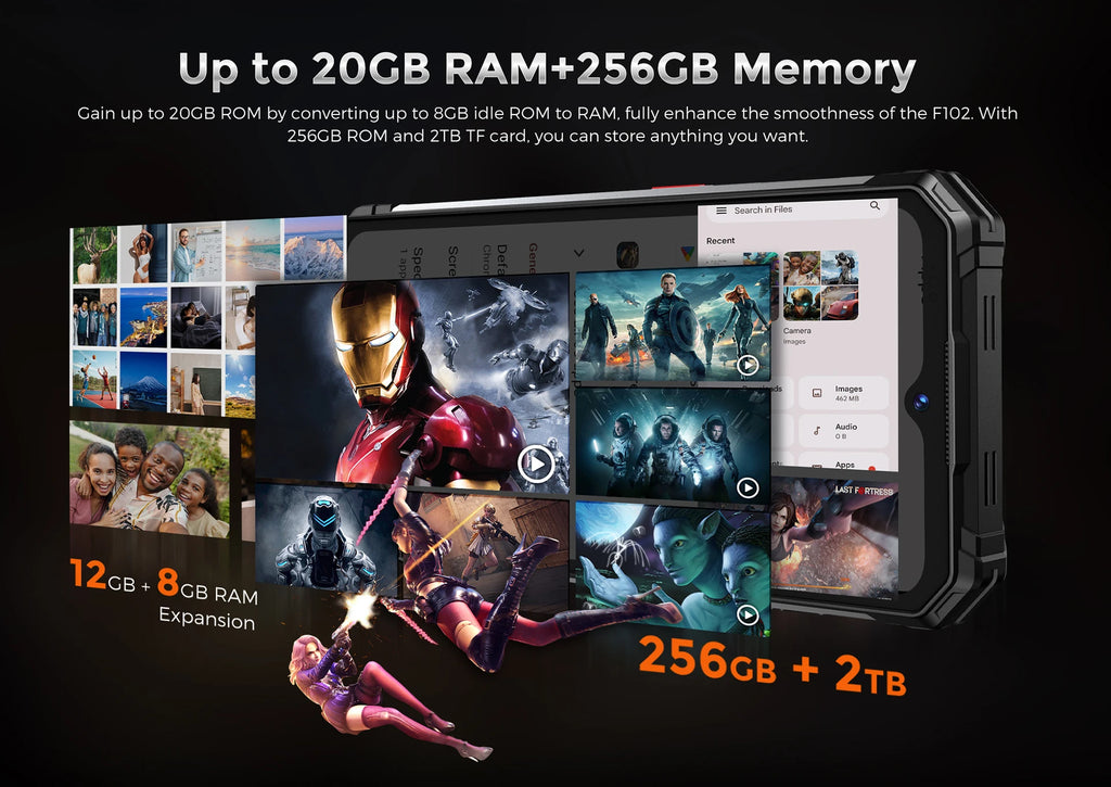 FOSSiBOT F102 Rugged Smartphone 16500mAh 20GB+256GB Android 13 Cell Phone 120HZ 6.58 FHD+IPS Display  Helio G99 Mobile Phone NFC