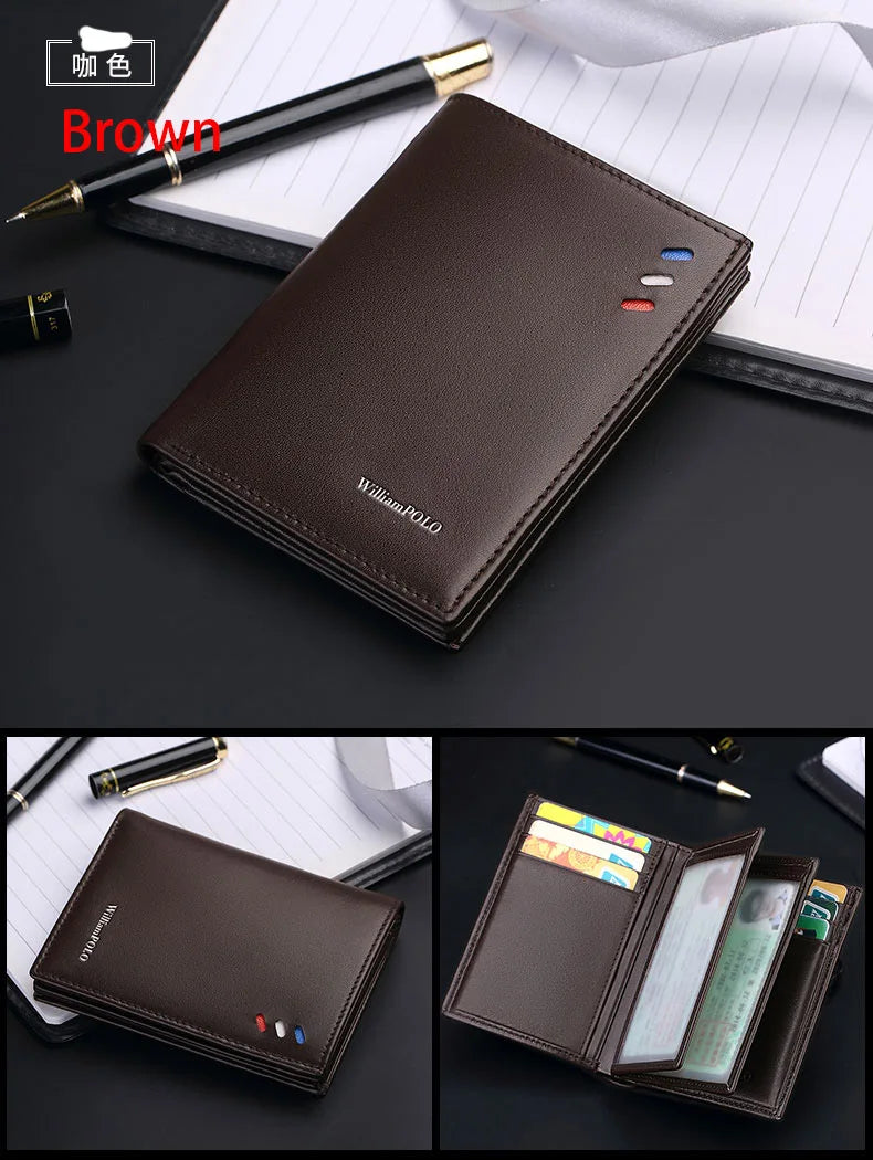 Genuine leather men's wallet, fashionable short style card holder, multifunctional coin purse