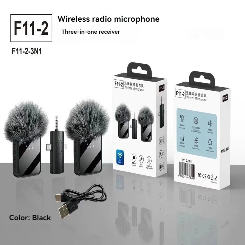 3in1 Microphone for iPhone/Android, Wireless, 328ft Transmission, Mini Microphone for Record Interview