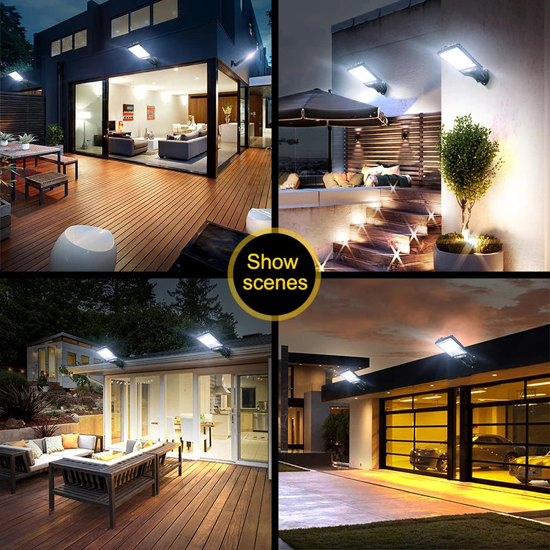 LED Solar Street Lights COB+SMD Outdoor Solar Lamp With 3 Light Mode Waterproof Motion Sensor Security Lighting for Garden Patio