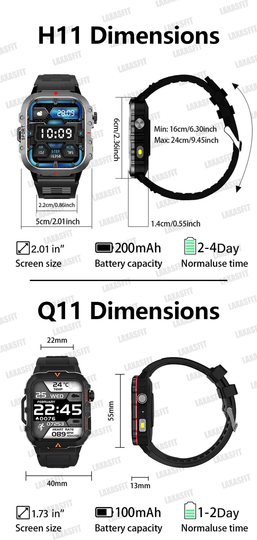 LAXASFIT Men Sports Smart Watch 1.71 Screen Blood Oxygen Bluetooth Talking Watch Multi Sport LED Flashlight Outdoor Smart Watch