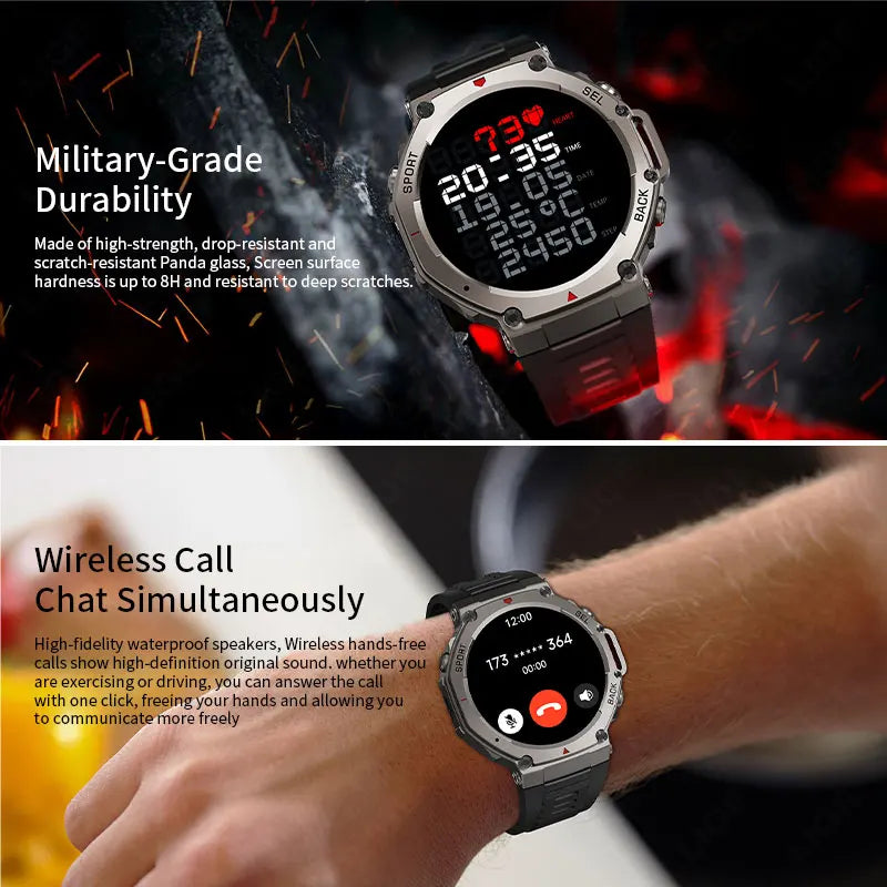 LIGE 2026 GPS Luxury Military Smart Watch 500mAh Men Health Monitor Fitness Clock Sports 5ATM Waterproof Smartwatch Compass New