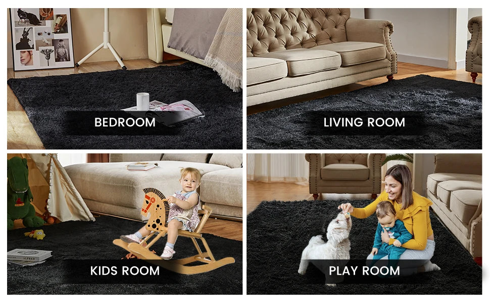 VIKAMA Tie-Dye Plush Carpet Living Room Decoration Soft Fluffy Home Mat Children's Room Baby Crawling Non-Slip Blanket