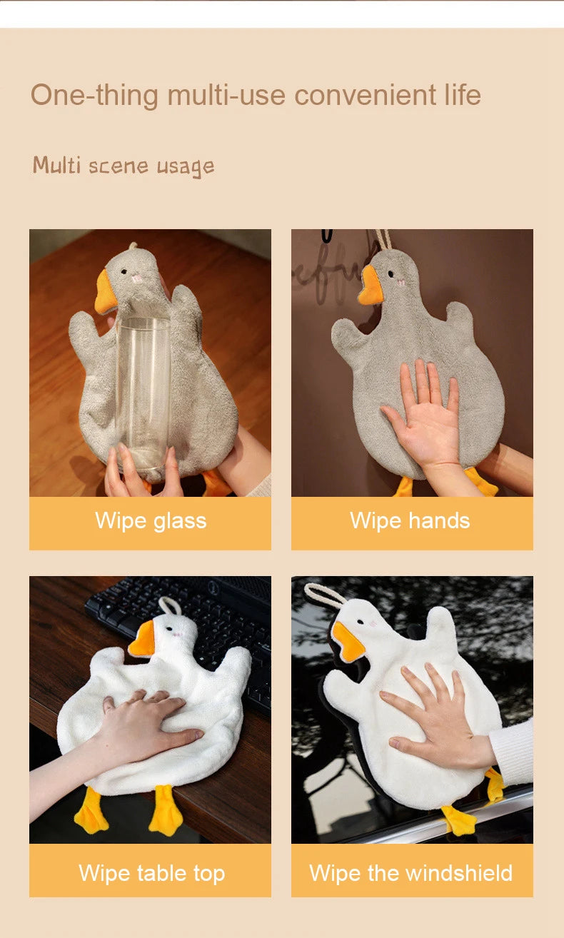 Cartoon Goose Hand Towel for Kitchen Bathroom & Toilet Super Absorbent Quick Dry Hanging Type Hardwearing