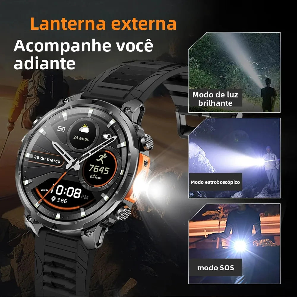 Luxury Military GPS Men Smartwatch Wrist Fitness Clock BT Call 1ATM Waterproof Sports Smart Watches for Android IOS Phones 2026