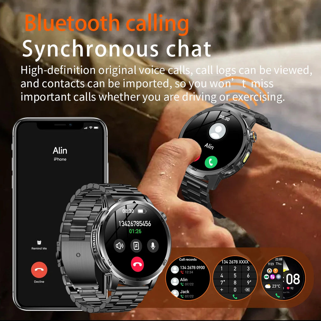 2026 Military T-Rex 3 Smart Watch Fitness Clock Men 466*466 AMOLED Screen 1000mAh Battery Flashlight Call Waterproof Smartwatchs