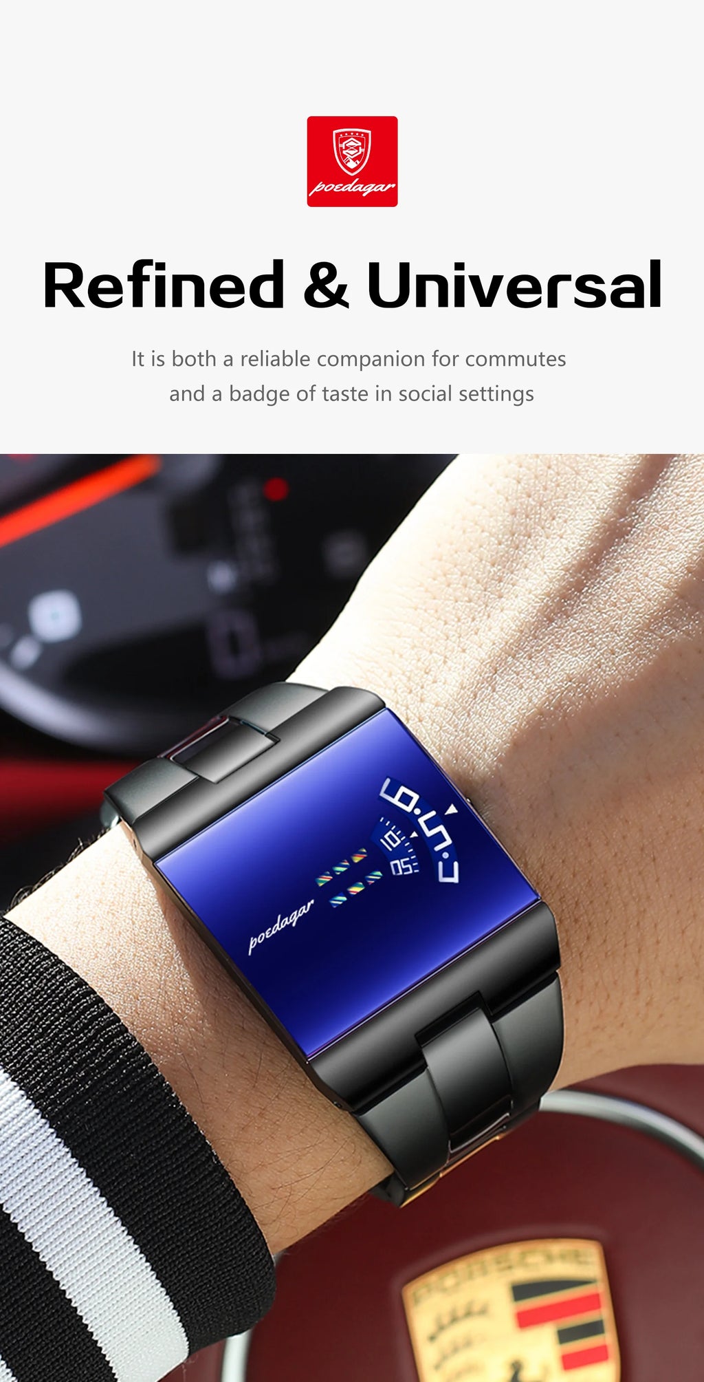 POEDAGAR Top Rectangle Original Men Watch Waterproof Fashion Man Wristwatch Stainless Steel Quartz Sport Men's Watches+Box Reloj