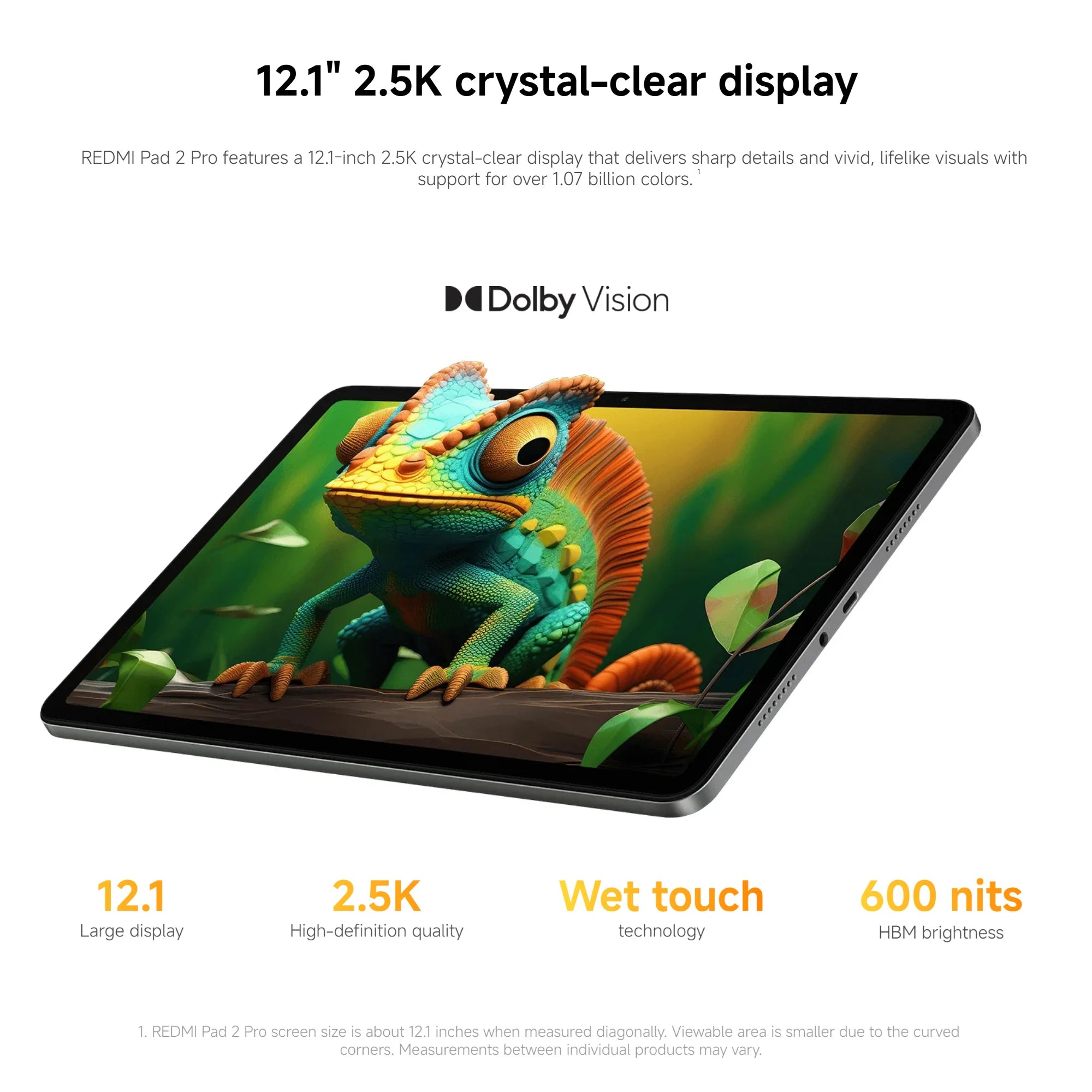 Xiaomi Redmi Pad 2 Pro 8+256GB WIFI 6 Global Version 12.1" 2.5K 120Hz  Display Snapdragon® 7s Gen 4 Mobile Platform 12000mAh 33W