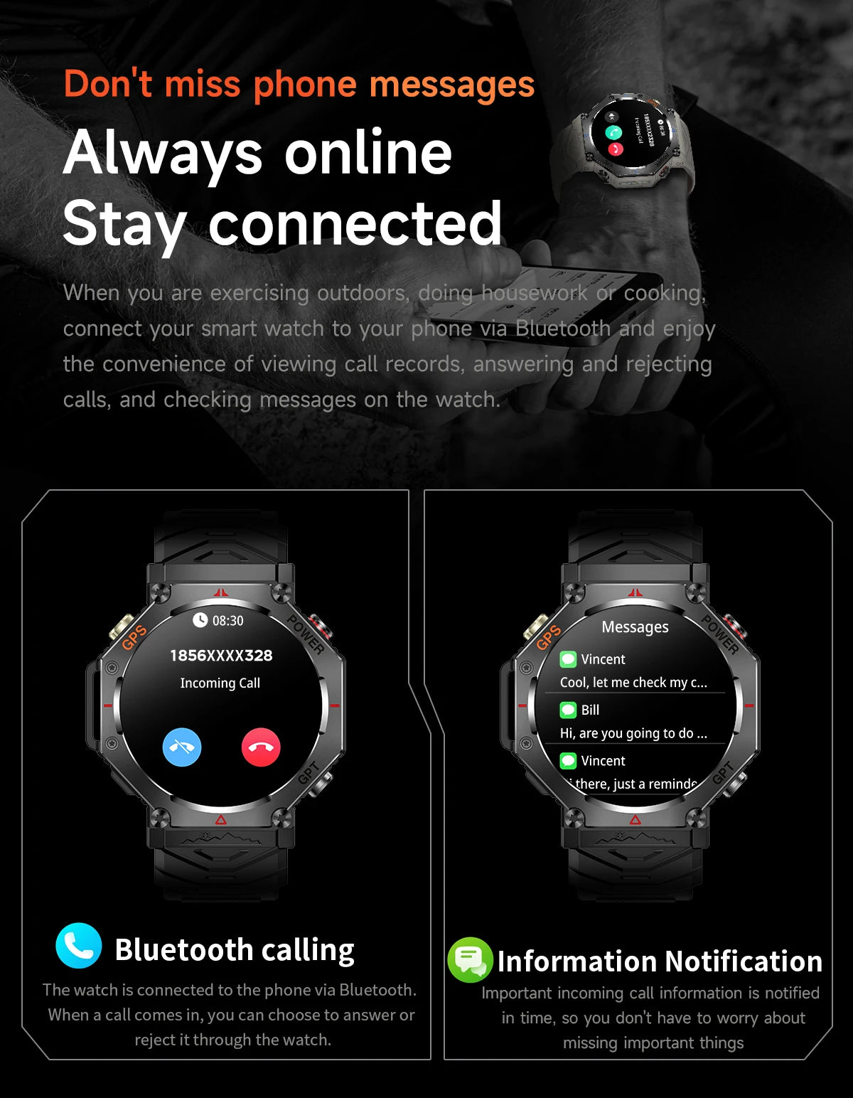 T-Rex 3 Ultra Military Grade GPS Smart Watch 10ATM Waterproof Compass Altimeter Barometric AMOLED Men HD Call Sports Smartwatch