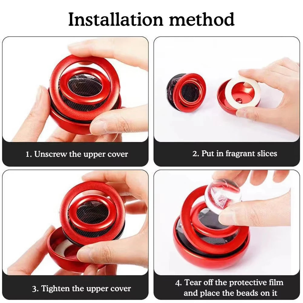 Car Solar Aromatherapy Ornaments Double Suspended Crystal Ball Rotating Aromatherapy Perfume For Home Car  Decor